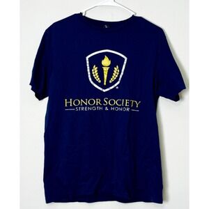 Gildan Shirt Men's Medium Blue‎ Honor Society Strength Honor Graphic Outdoorsy